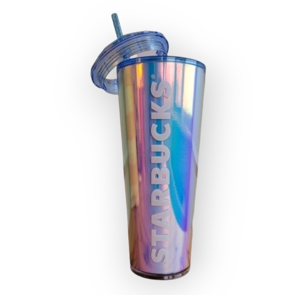 Starbucks Iridescent Silver Lilac 24oz Cold Cup Tumbler Dome Lid Summer